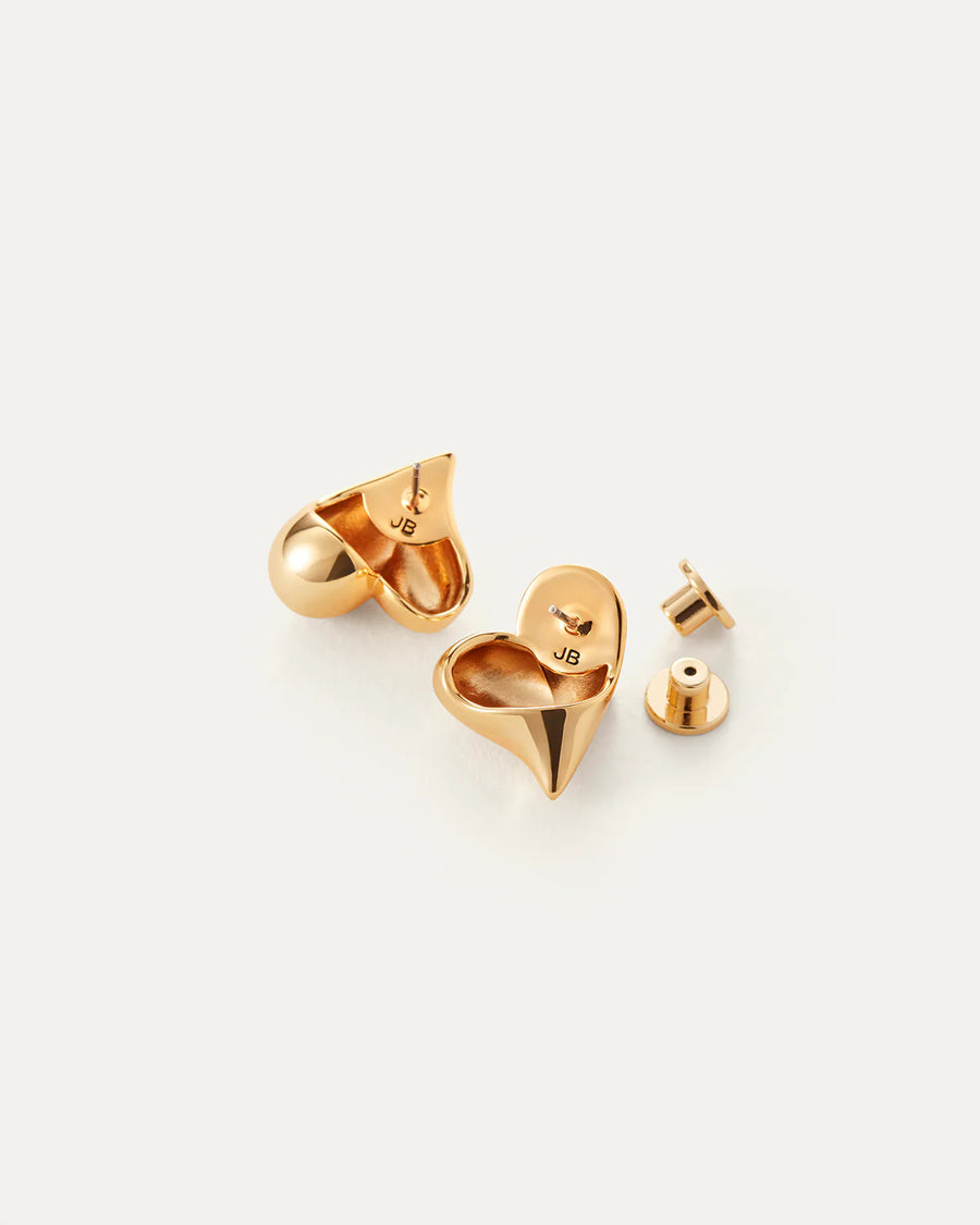 Art heart button earrings | Gold