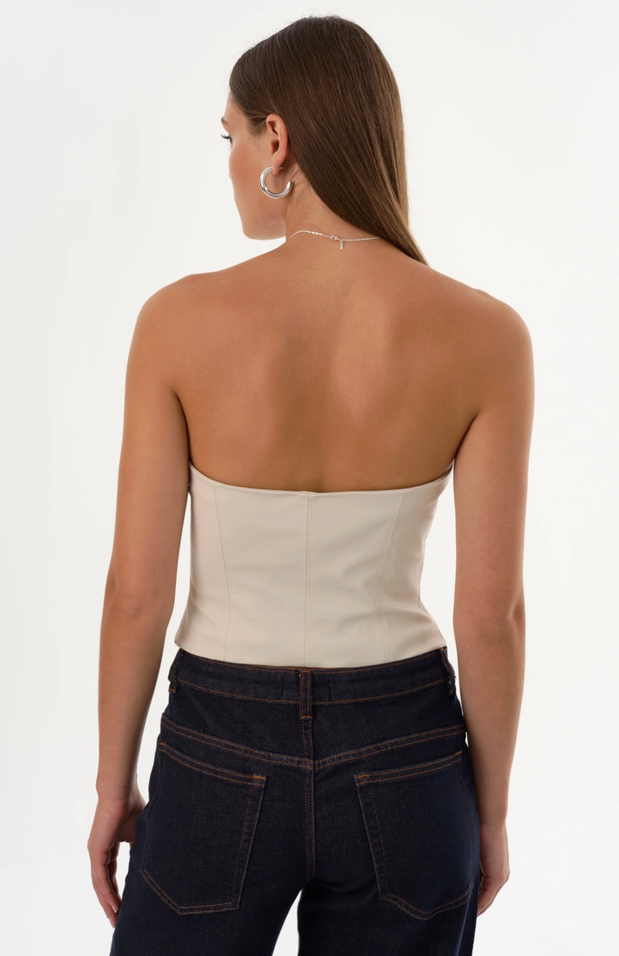 Giada faux leather strapless top