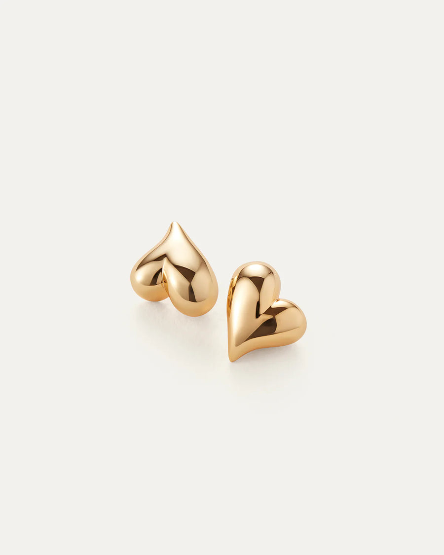 Art heart button earrings | Gold