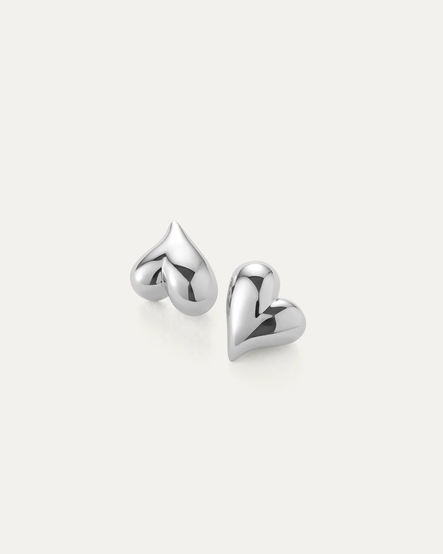 Art heart button earrings | Silver